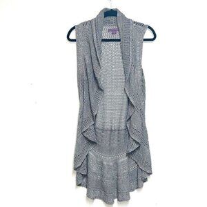Beverly Drive BOHO Shawl Sweater Vest Long Ruffled Taupe Sz 1X